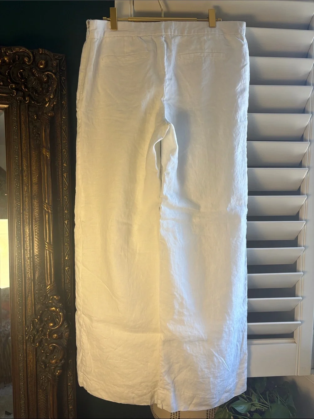 Banana Republic White 100% Linen Martín Fit Wide-Leg Pants, Size 10